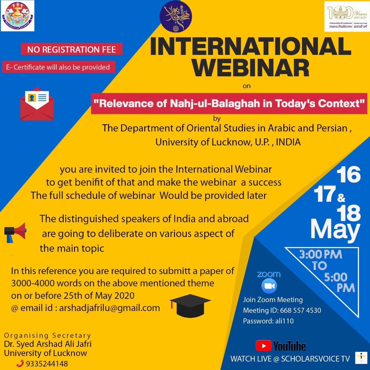 International Webinar on "Relevence of Nahjul Balaghah in Today's Context"